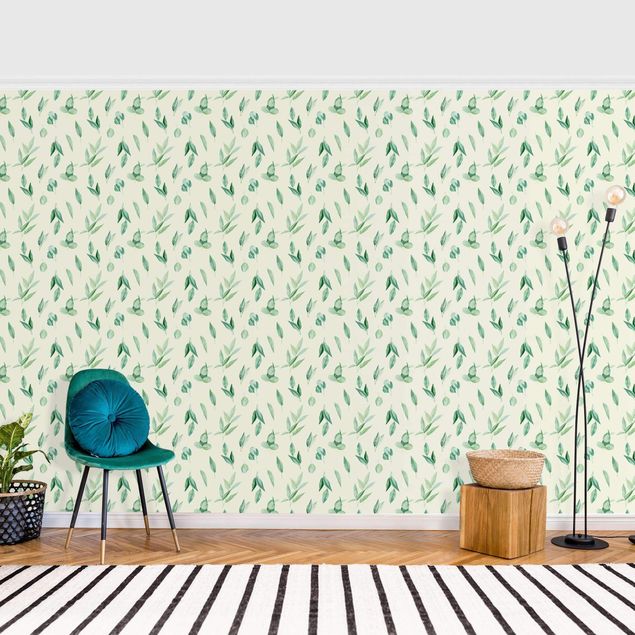 Floral wallpaper Watercolour Eucalyptus Branches Pattern