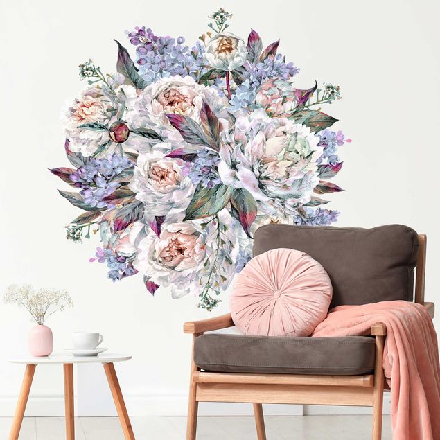 Kitchen Watercolor lilac peonies bouquet xxl