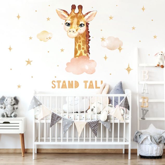 Wall stickers animals Watercolor Giraffe - Stand Tall