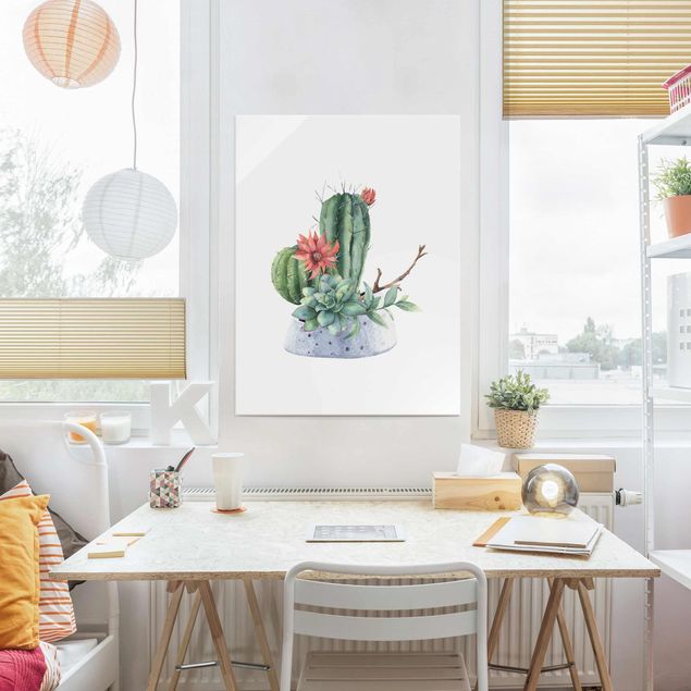 Floral canvas Watercolour Cacti Illustration