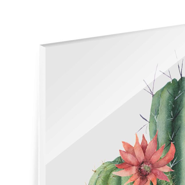 Glas Magnetboard Watercolour Cacti Illustration