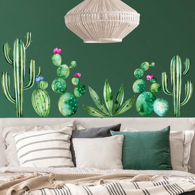 Wall stickers plants Watercolor cactus set