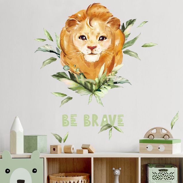 Kids room decor Watercolor Lion - Be Brave
