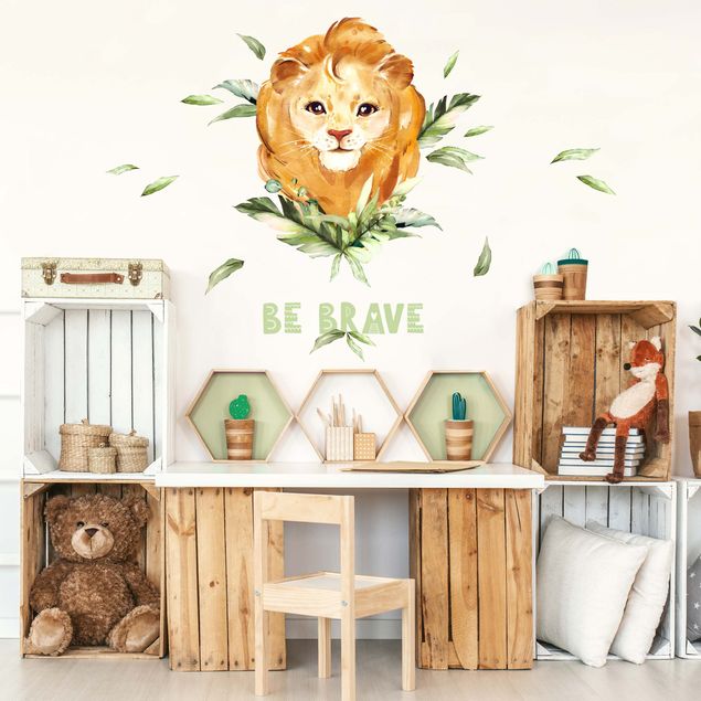 Animal wall decals Watercolor Lion - Be Brave
