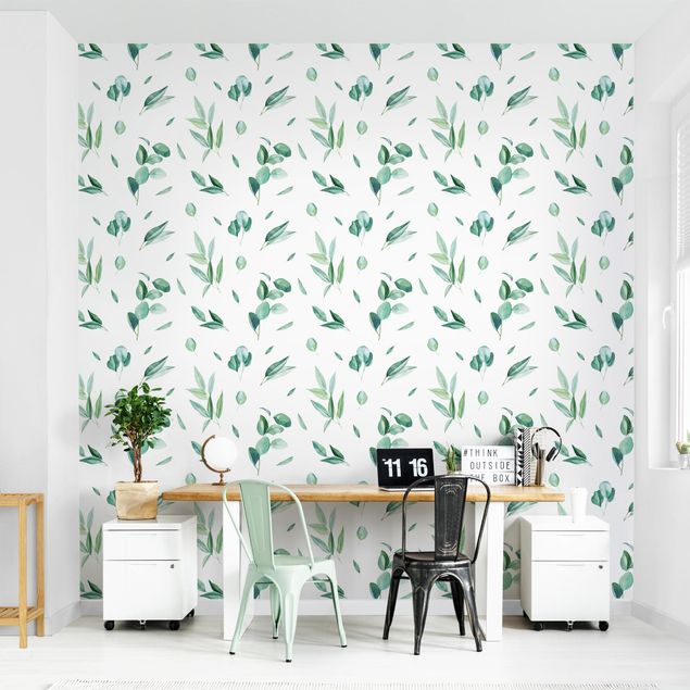Wallpapers patterns Watercolor Pattern Leaves And Eucalyptus