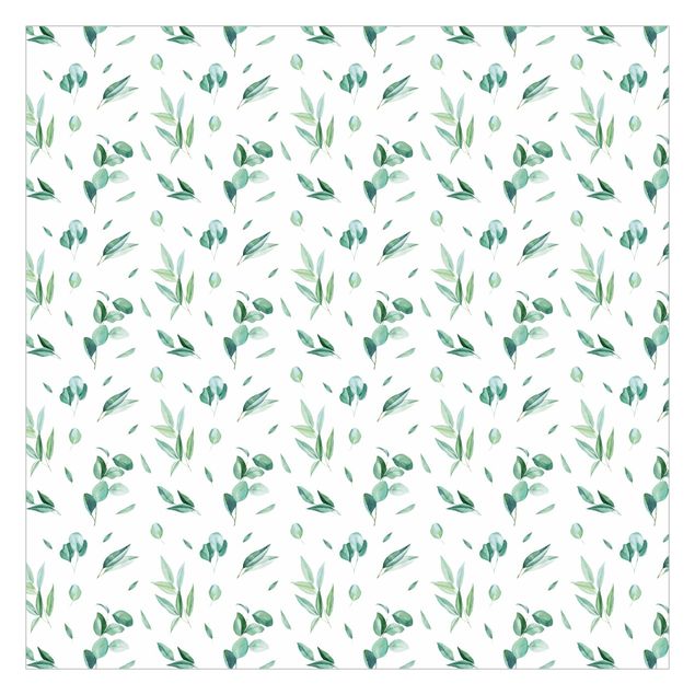 Peel and stick wallpaper Watercolor Pattern Leaves And Eucalyptus