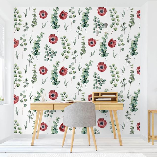 Wallpapers patterns Watercolor Pattern Eucalyptus And Flowers