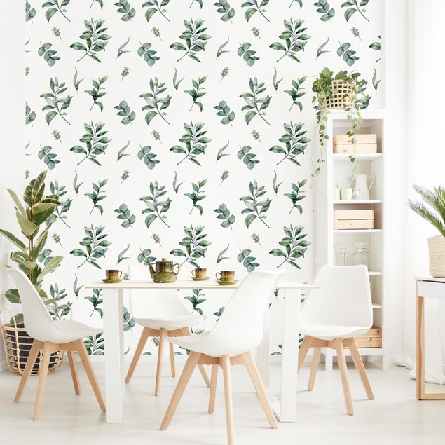Floral wallpaper Watercolor Pattern Branches And Leaves