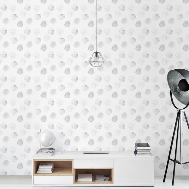 Spotty wallpaper Watercolour Dots Gray