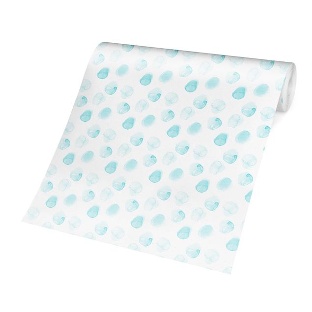 Turquoise blue wallpaper Watercolour Dots Turquoise