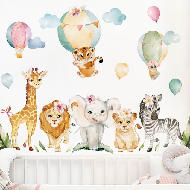 Kids room decor Watercolour Safari Balloon Animal Set