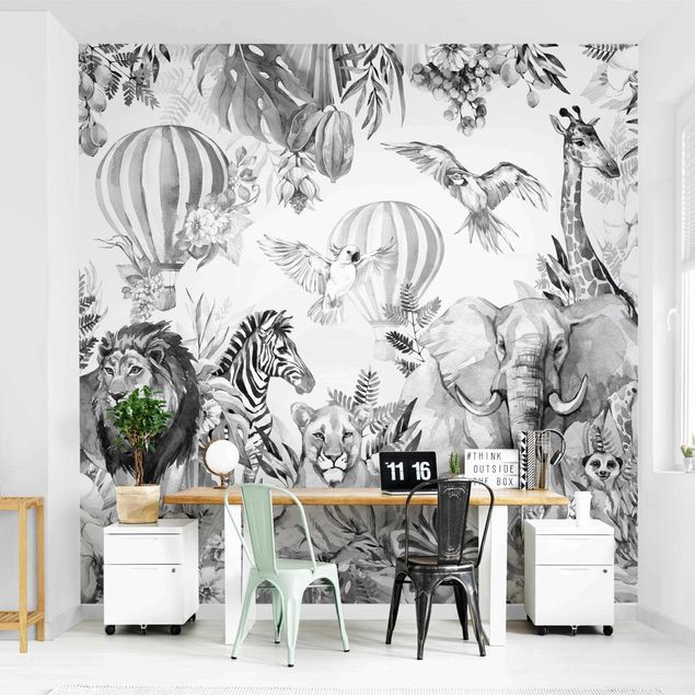 Wallpapers giraffe Watercolour Animals Of The Savannah Black And White
