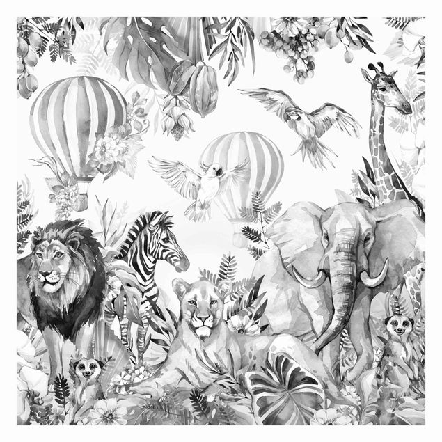 Wallpapers animals Watercolour Animals Of The Savannah Black And White