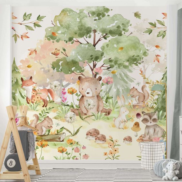 Kids room decor Watercolour Forest Animals