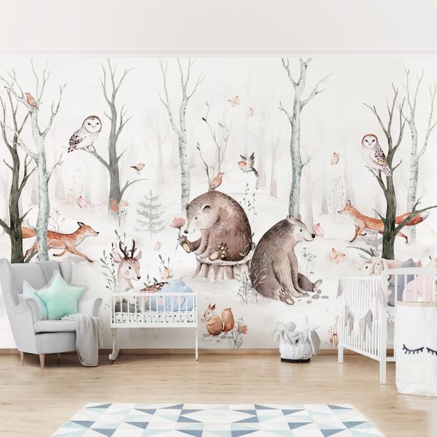 Kids room decor Watercolour Forest Animal Friends