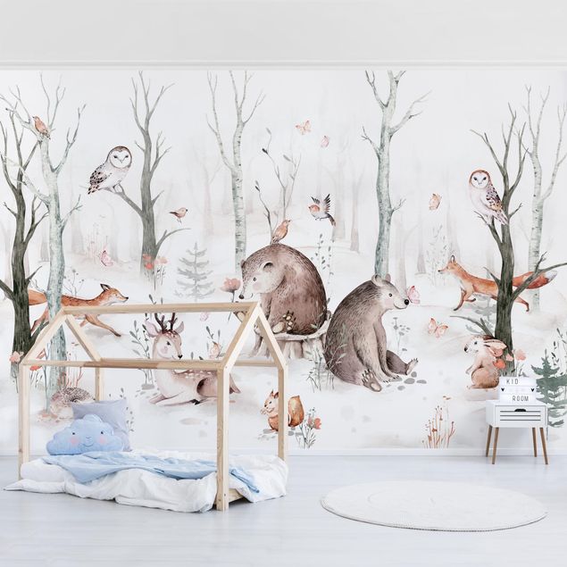 Contemporary wallpaper Watercolour Forest Animal Friends