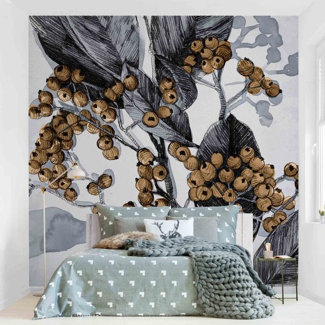 Wallpapers grey Watercolour Berries