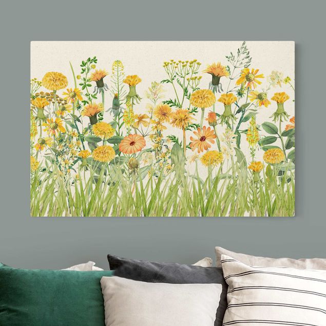 Art posters Watercolour Flower Meadow In Gelb