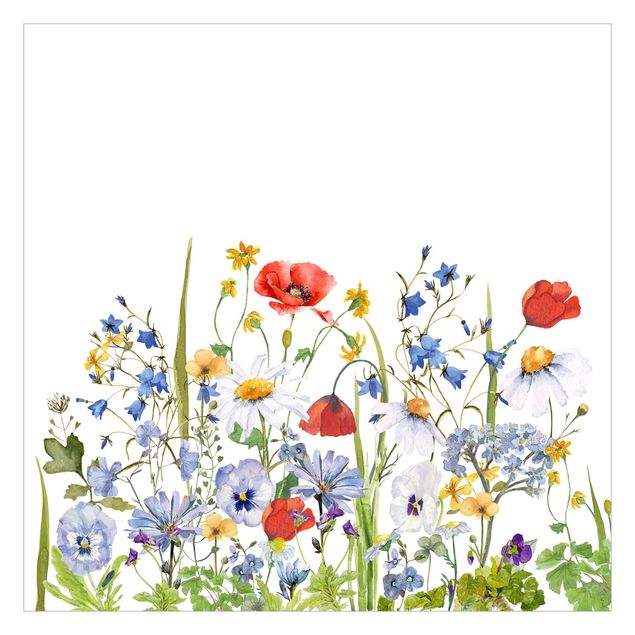 Self adhesive wallpapers Watercolour Flower Meadow With Poppies