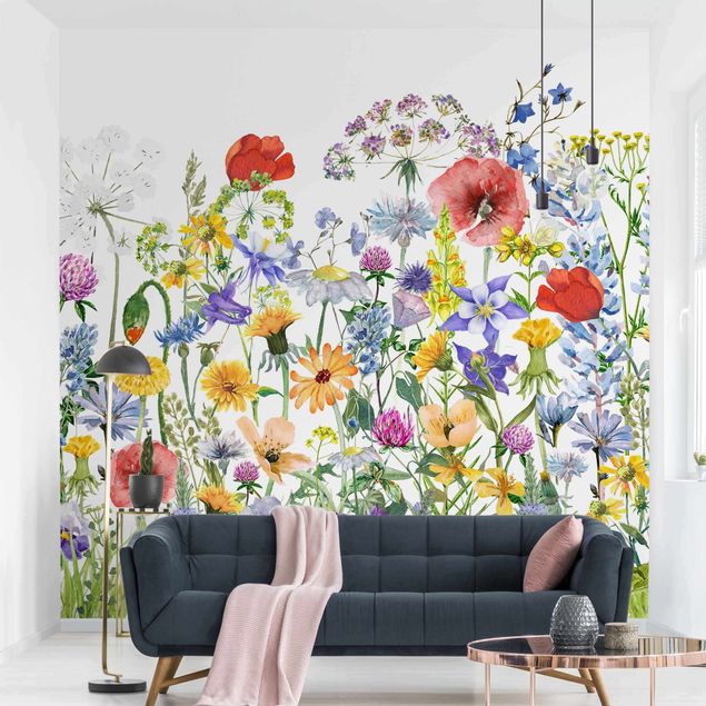 Modern wallpaper designs Watercolour Flower Meadow