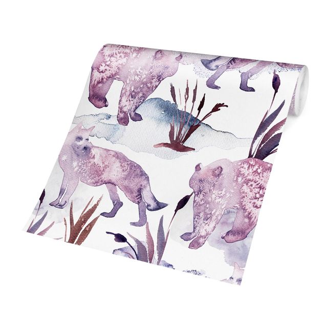 Wallpapers patterns Watercolour Foxes With Bear