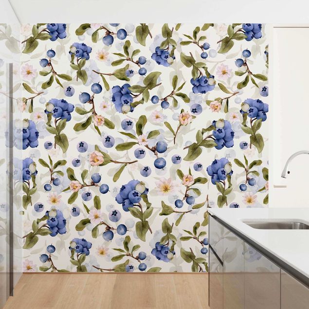 Modern wallpaper designs Watercolour Blueberries
