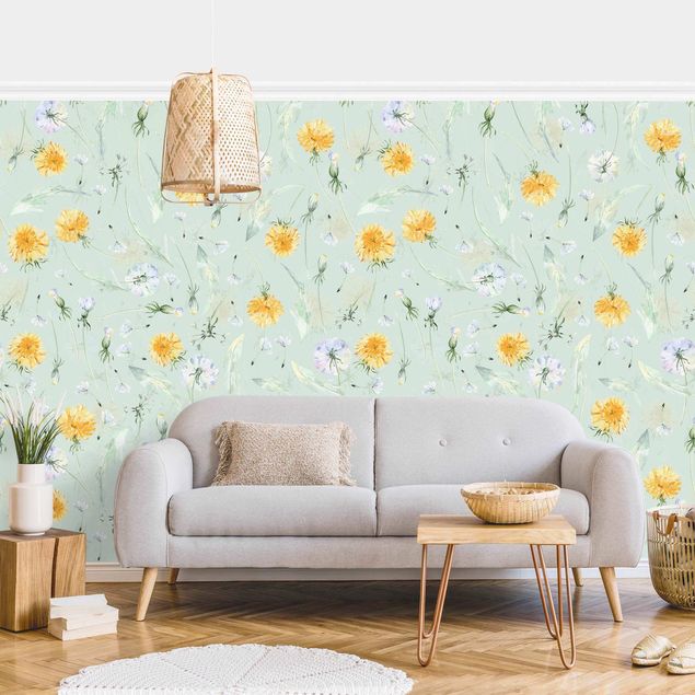 Contemporary wallpaper Watercolour Dandelion