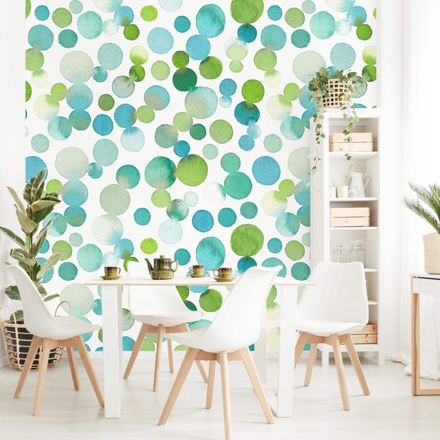 Wallpapers patterns Watercolour Dots Confetti In Bluish Green