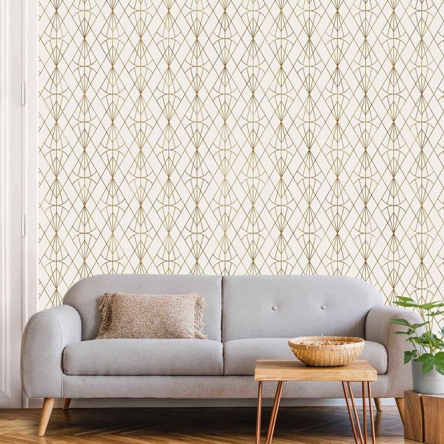 Wallpapers gold and silver Art Deco Diamond Pattern In Gold XXL