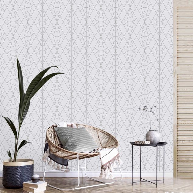 Wallpapers geometric Art Deco Diamond Pattern In Gray XXL
