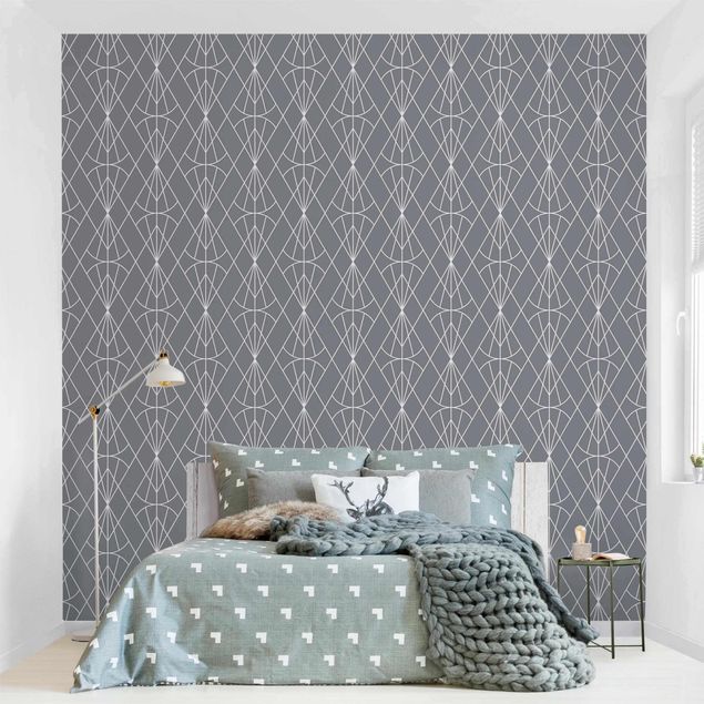 Geometric pattern wallpaper Art Deco Diamond Pattern In Front Of Gray XXL