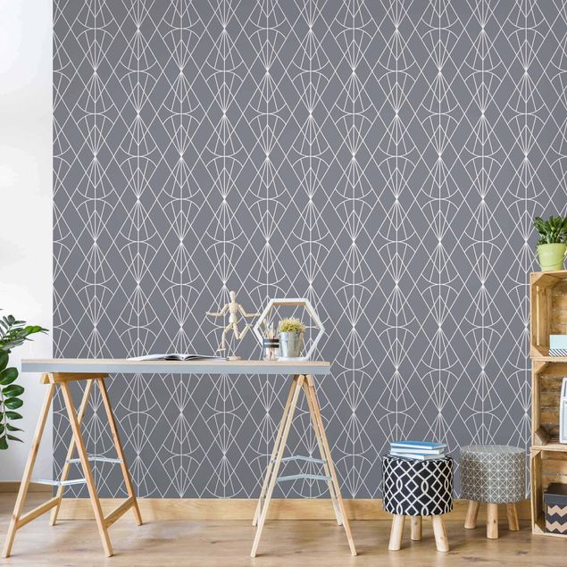Modern wallpaper designs Art Deco Diamond Pattern In Front Of Gray XXL