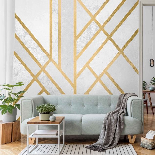 Wallpapers gold and silver Art Deco Geometry White Gold
