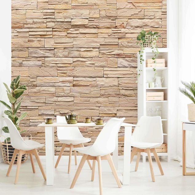 Wallpapers natural stone Asian Stonewall - High Bright Stonewall Made Of Cosy Stones