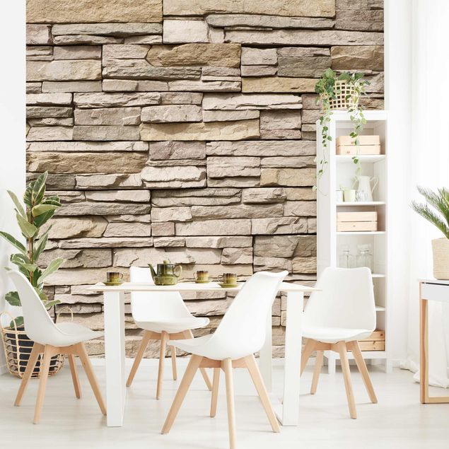 Wallpapers rubble Asian Stonewall - Stone Wall From Large Light Coloured Stones
