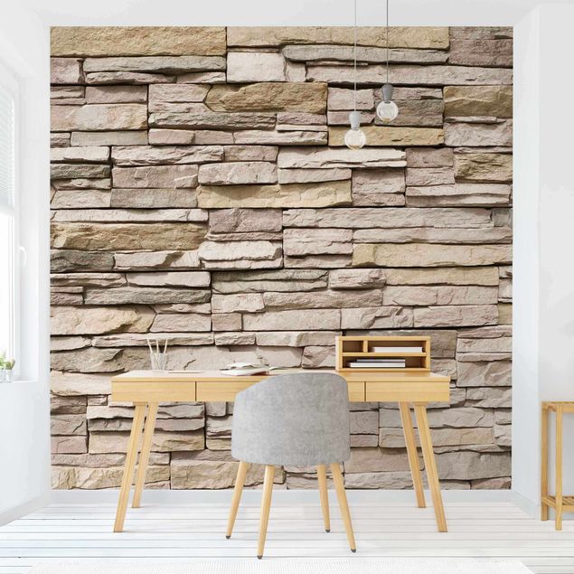 Kitchen Asian Stonewall - Stone Wall From Large Light Coloured Stones