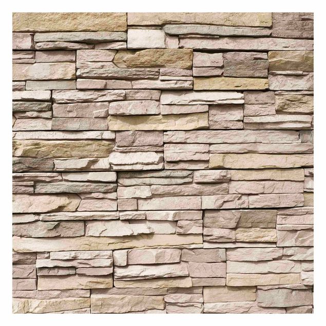 Stone effect wallpaper Asian Stonewall - Stone Wall From Large Light Coloured Stones