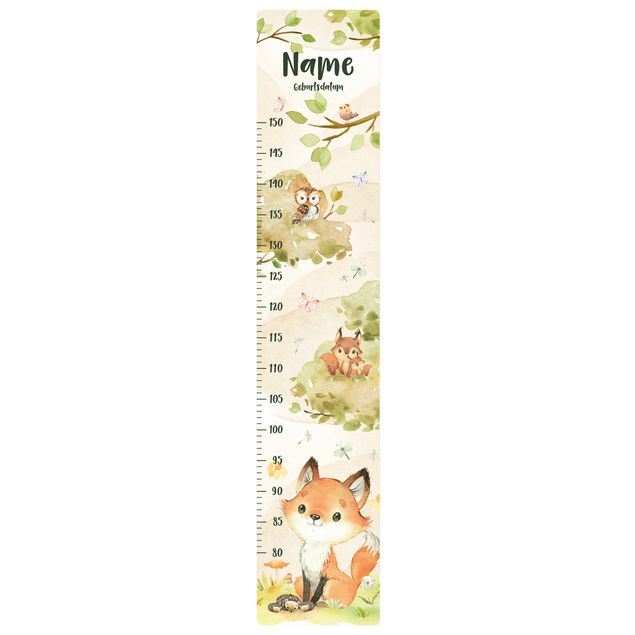 Forest wall decal Watercolour fox with custom name