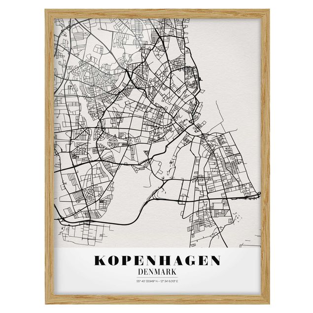 Framed quotes Copenhagen City Map - Classic