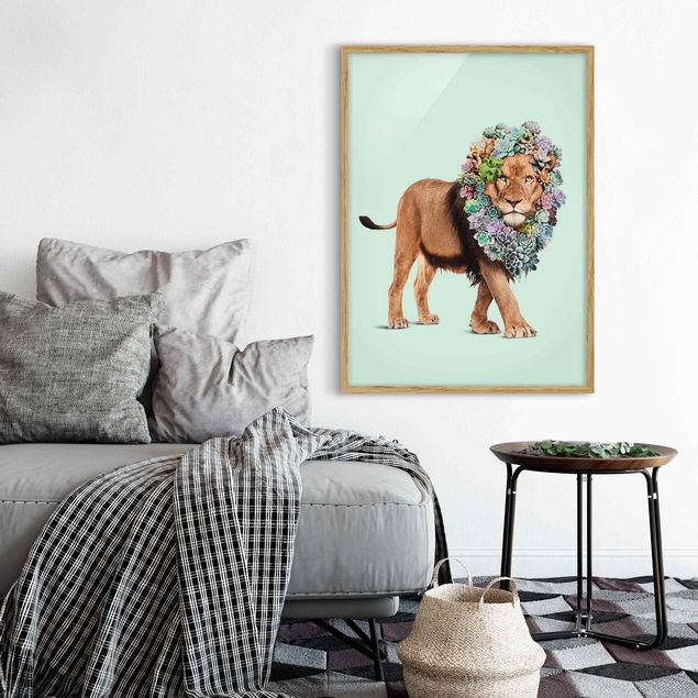 Lion canvas Lion With Succulents