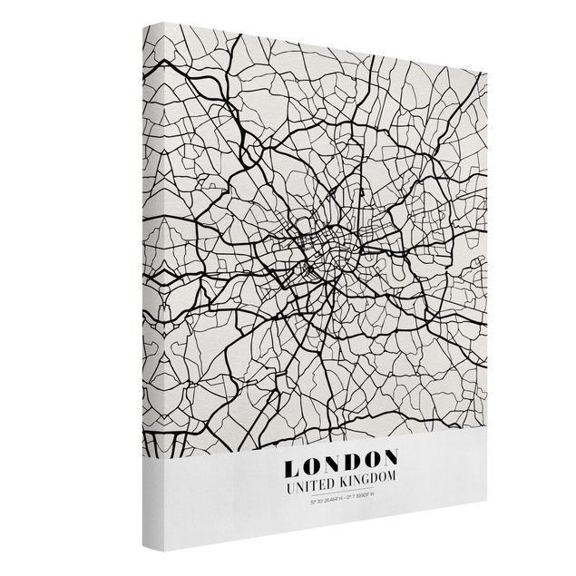 Wall art black and white London City Map - Classic