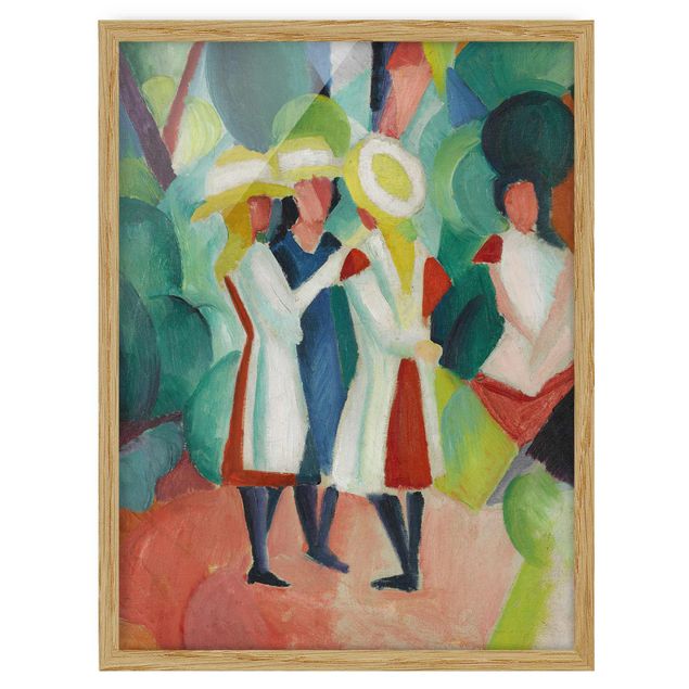 Art prints August Macke - Three Girls in yellow Straw Hats
