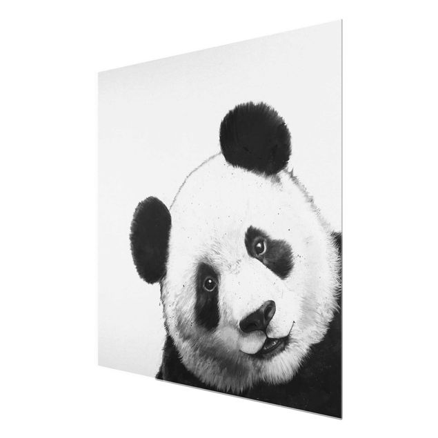 Glass prints pieces Illustration Panda Black And White Drawing