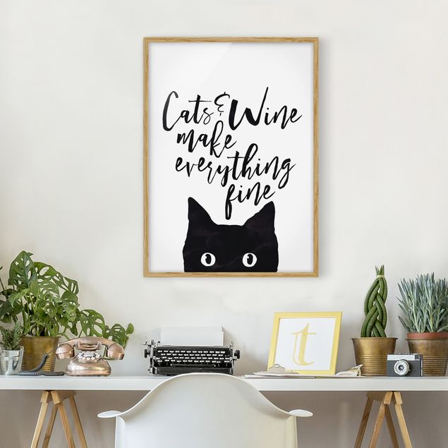 Cat prints Cats And Wine make Everything Fine