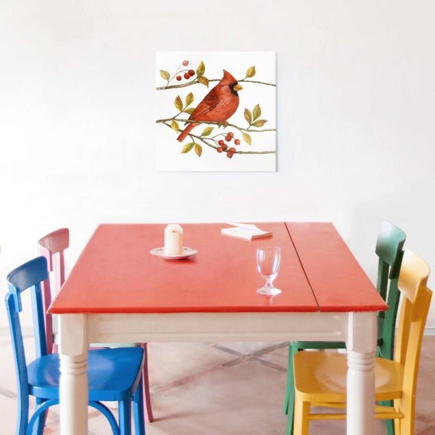 Prints vintage Birds And Berries - Northern Cardinal