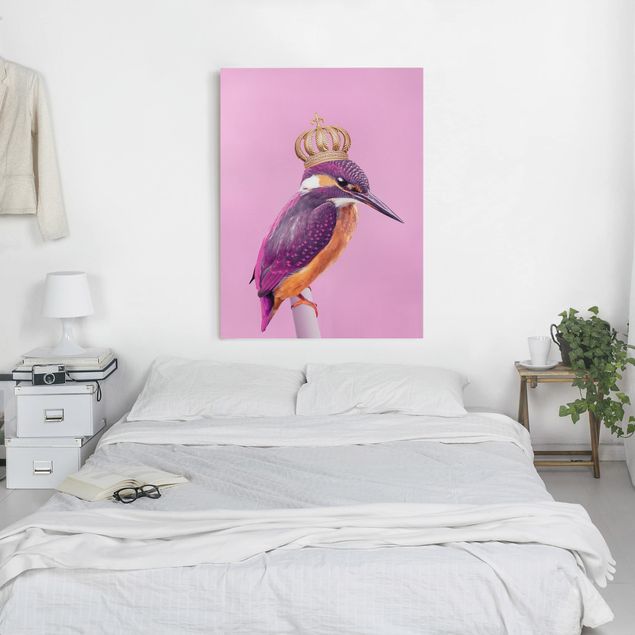 Art prints Pink Kingfisher With Crown