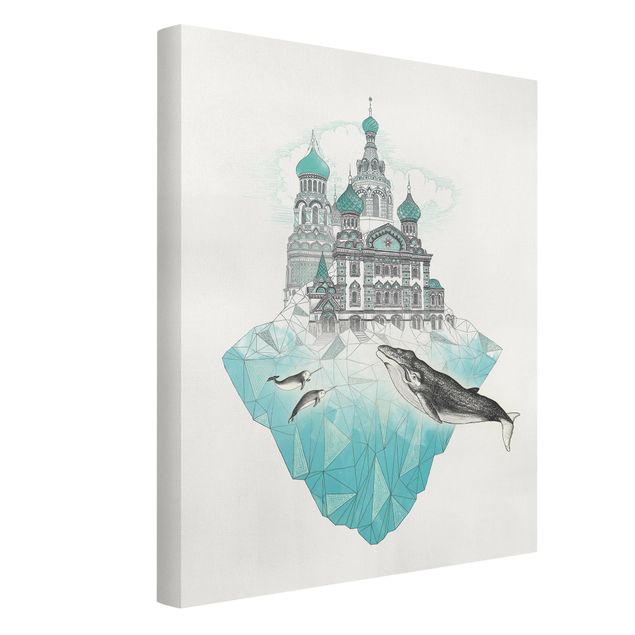 Cat canvas Illustration Church With Domes And Wal