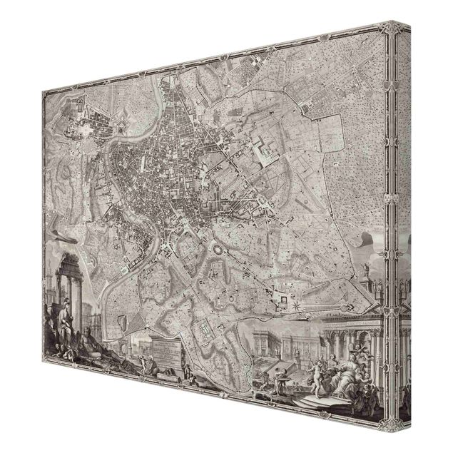 World map canvas Vintage Map Rome
