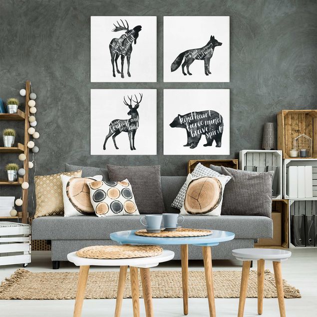 Deer prints Animals With Wisdom Set I