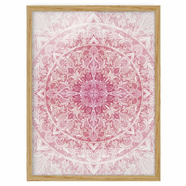 Prints patterns Mandala WaterColours Sun Ornament Light Pink